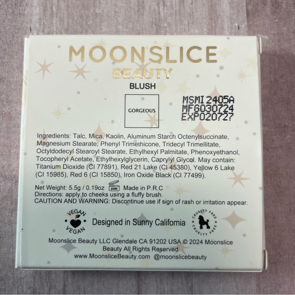 Moonslice Beauty Gorgeous Pressed Blush .19 OZ/ 5.5g Vegan. New In Box - Picture 5 of 5